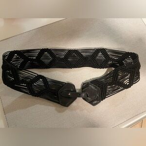 L'AGENCE Black Intricate Woven Belt